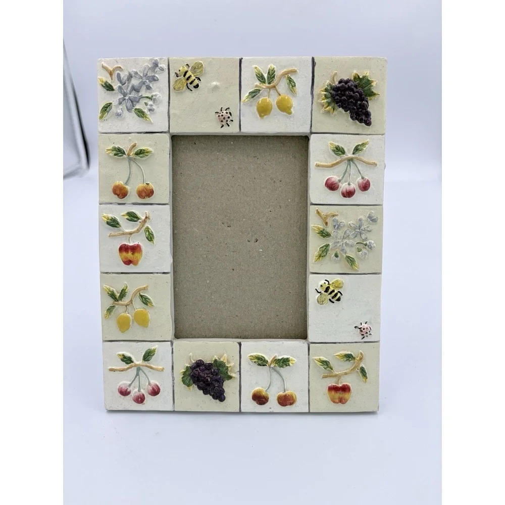 Vintage Fruit Floral Bee Tile Art 6x7 Picture‎ Frame 3x5 Picture No Glass Rd
